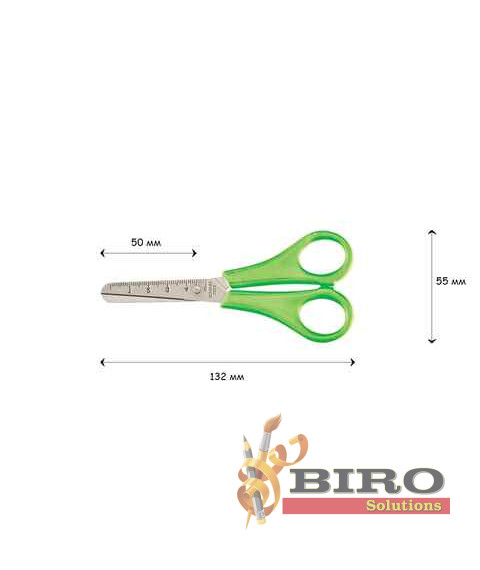 Foarfecă pentru copii cu riglă 13.2cm, verde, KIDS Line